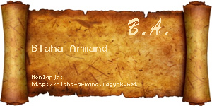 Blaha Armand névjegykártya